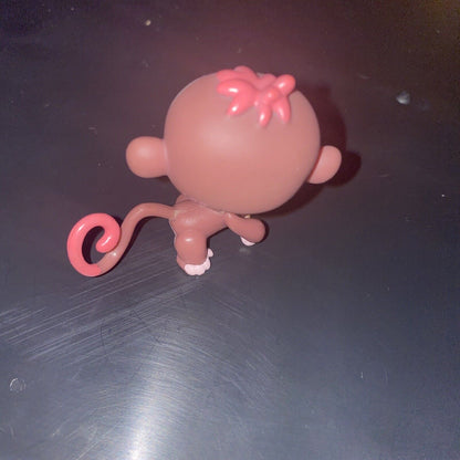 LPS Littlest Pet Shop Toy 2007 Girl Monkey 2469 Brown Pink Bow Green Eyes Hasbro