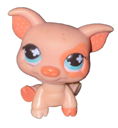 LPS Authentic Littlest Pet Shop #1220 Pig Pink Peach Green Eyes