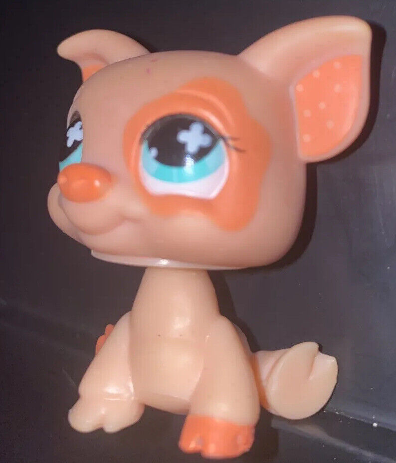 LPS Authentic Littlest Pet Shop #1220 Pig Pink Peach Green Eyes