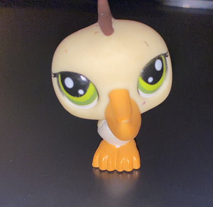 {Littlest Pet Shop} LPS #1350 Off White PELICAN Bird Green Eyes Orange Beak 2007