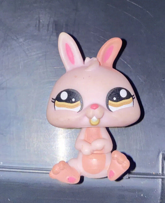 #1366 Pink Dwarf Rabbit Bunny w/ Brown dot Eyes LPS Littlest Pet Shop  Authentic