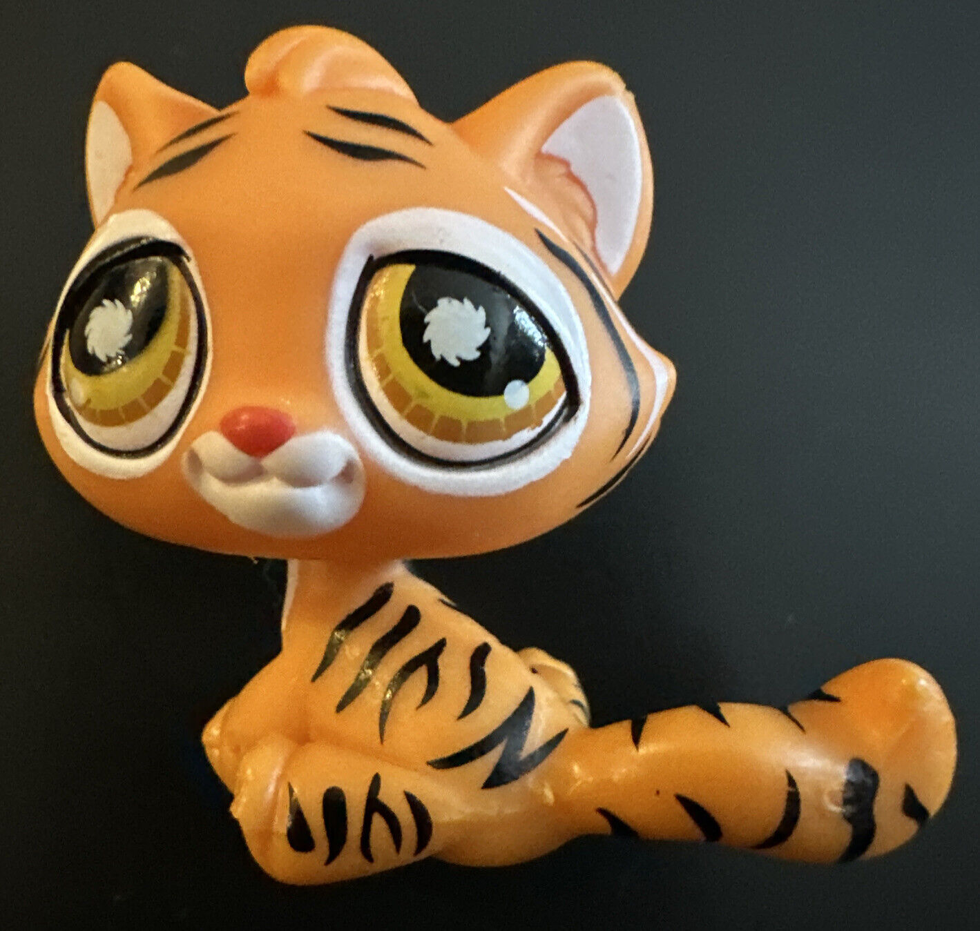 RARE Littlest Pet Shop #905 Orange Bengal Tiger /Cat W/ Brown Eyes Retired Toy