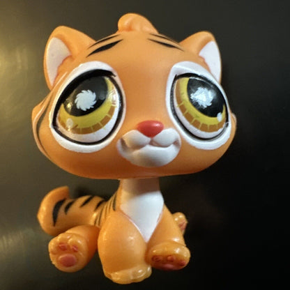 RARE Littlest Pet Shop #905 Orange Bengal Tiger /Cat W/ Brown Eyes Retired Toy