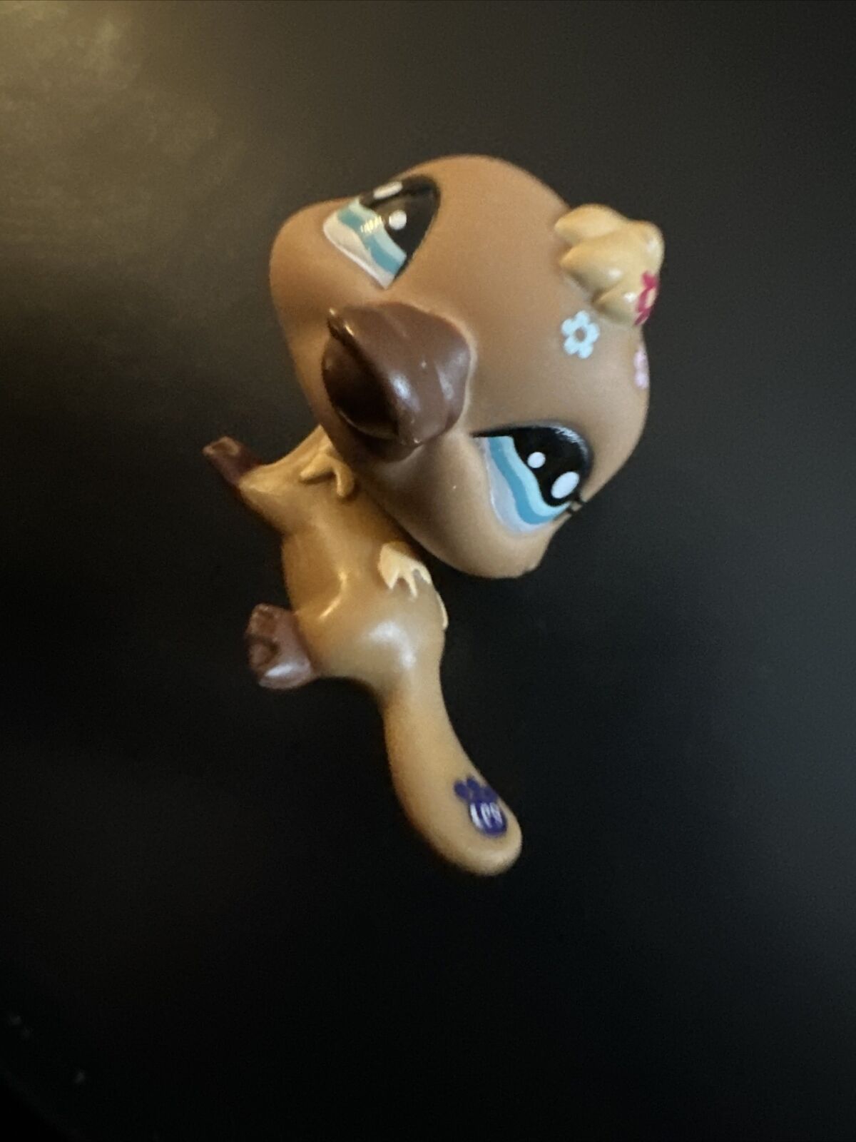 Littlest Pet Shop~#1395~Platypus~Brown~Flowers~Blue Dot Eyes~Special Edition