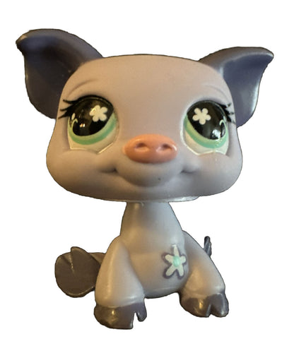 AUTHENTIC LPS Littlest Pet Shop Purple Flower Eyed Pig #550  A Easter Edition OG