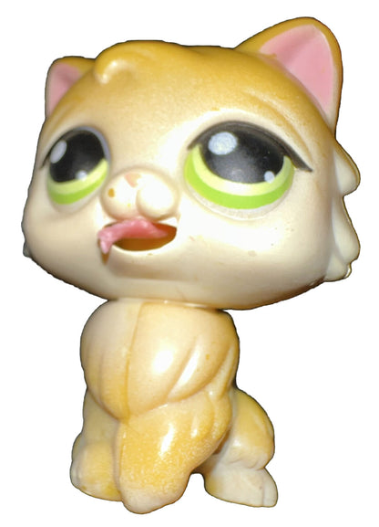 RARE, 1st GEN. LITTLEST PET SHOP Green Eyed Cat & A Moving Tongue Chipped Up