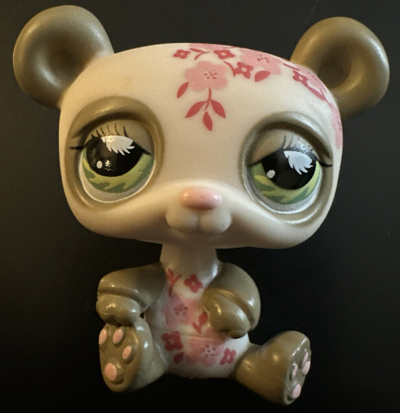 LPS Littlest Pet Shop Authentic #904 Cream Panda With Pink Cherry Blossoms