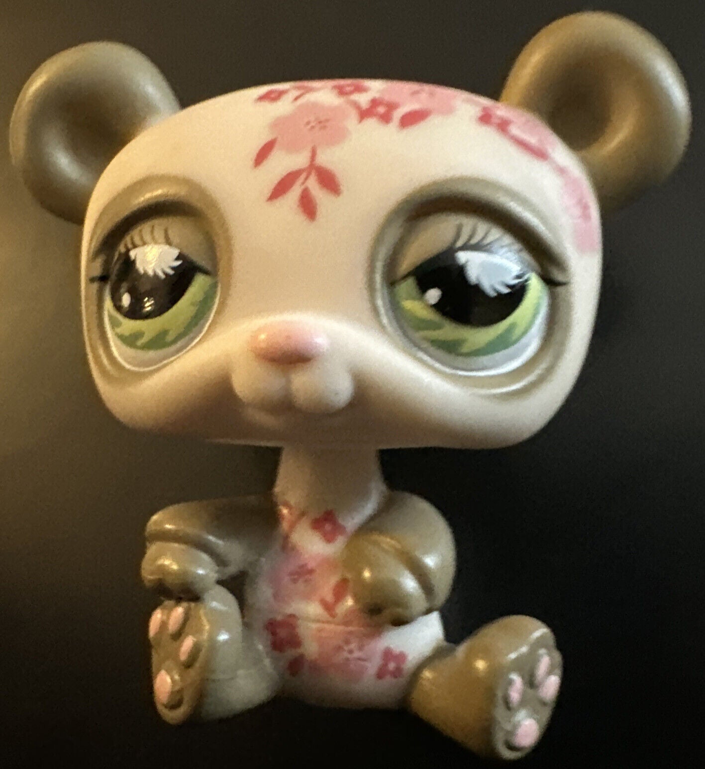 LPS Littlest Pet Shop Authentic #904 Cream Panda With Pink Cherry Blossoms