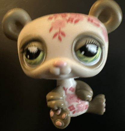 LPS Littlest Pet Shop Authentic #904 Cream Panda With Pink Cherry Blossoms