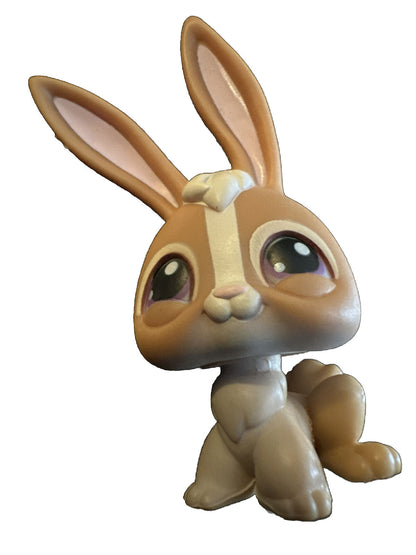 Littlest Pet Shop LPS Bunny Rabbit #28 Purple Eyes Tan Figure Figurine Toy