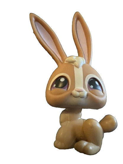 Littlest Pet Shop LPS Bunny Rabbit #28 Purple Eyes Tan Figure Figurine Toy