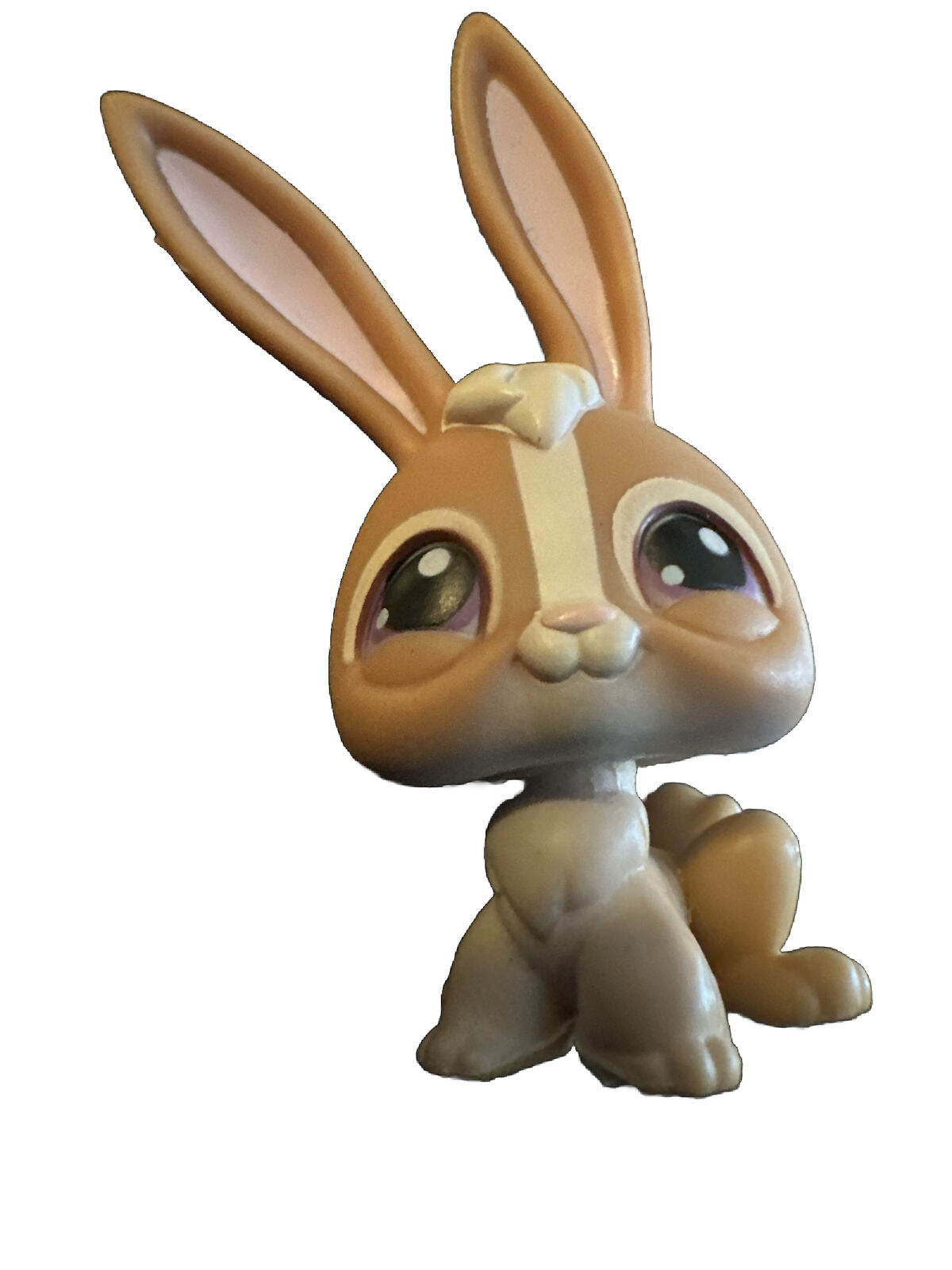 Littlest Pet Shop LPS Bunny Rabbit #28 Purple Eyes Tan Figure Figurine Toy