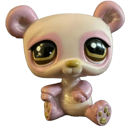 LPS Pink PANDA BEAR #899 Golden Brown  Eyes Authentic Littlest Pet Shop Hasbro