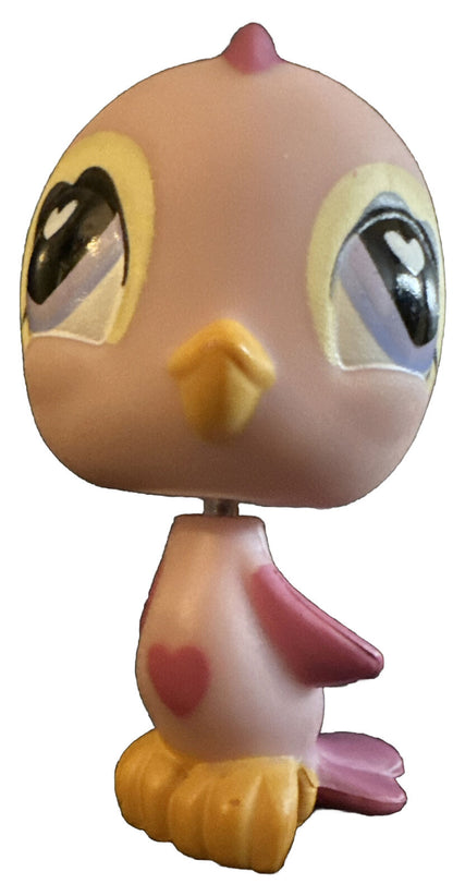 Littlest Pet Shop 553 Valentine Pink Parakeet Bird Heart Eyes LPS