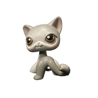 Littlest Pet Shop LPS Gray White Shorthair Cat Hazel Brown Eyes 138 Authentic