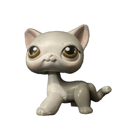 Littlest Pet Shop LPS Gray White Shorthair Cat Hazel Brown Eyes 138 Authentic